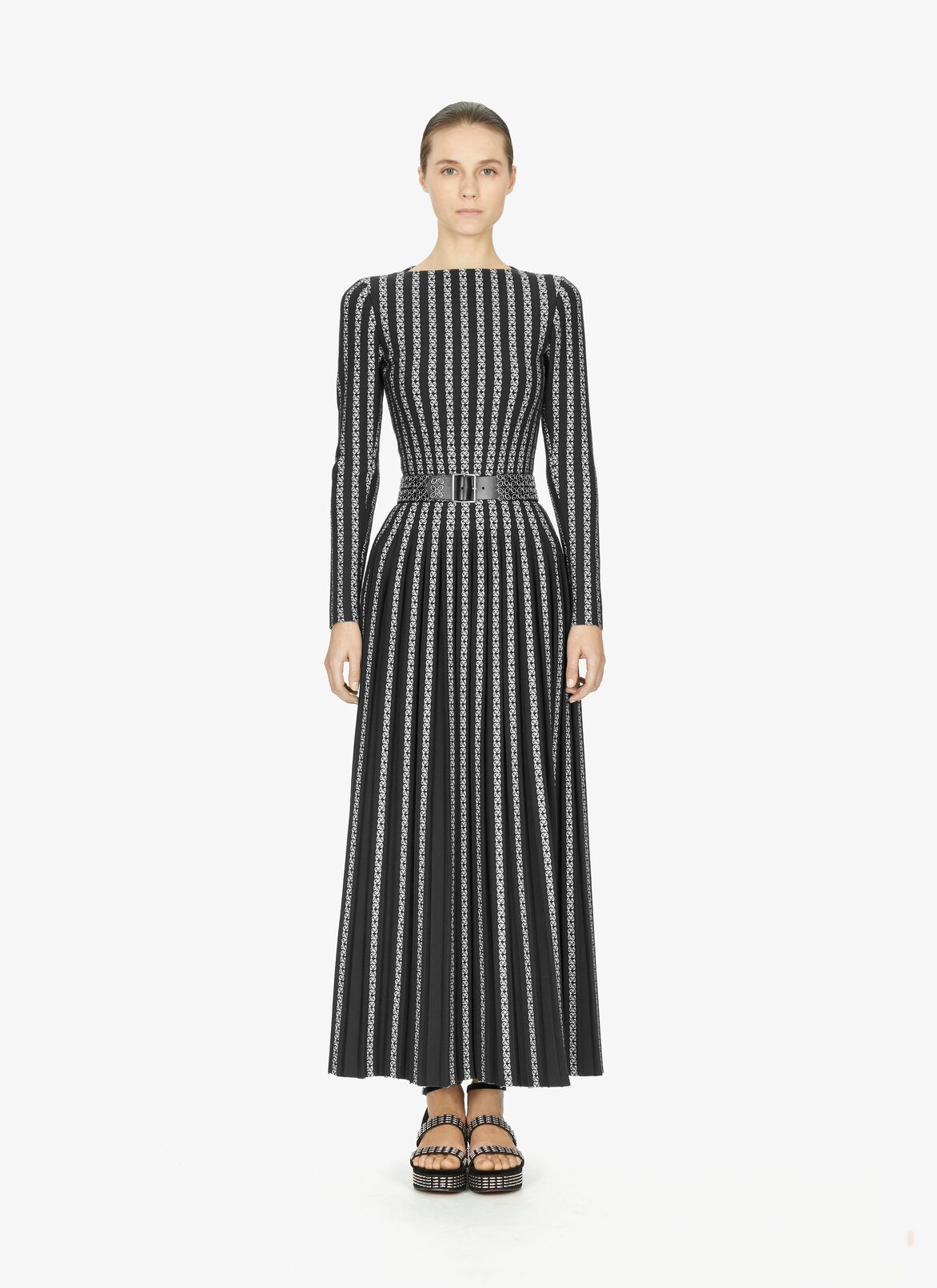 Blend Straight-Neck Bodysuit
 ALAÏA GREEN/WHITE BLEND STRAIGHT-NECK BODYSUIT